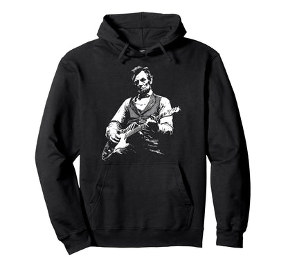 Abraham Lincoln Playing Electric Guitar Hoodie - Novelty Apparel Unisex - T-Shirt, Sweatshirt, Hoodie
