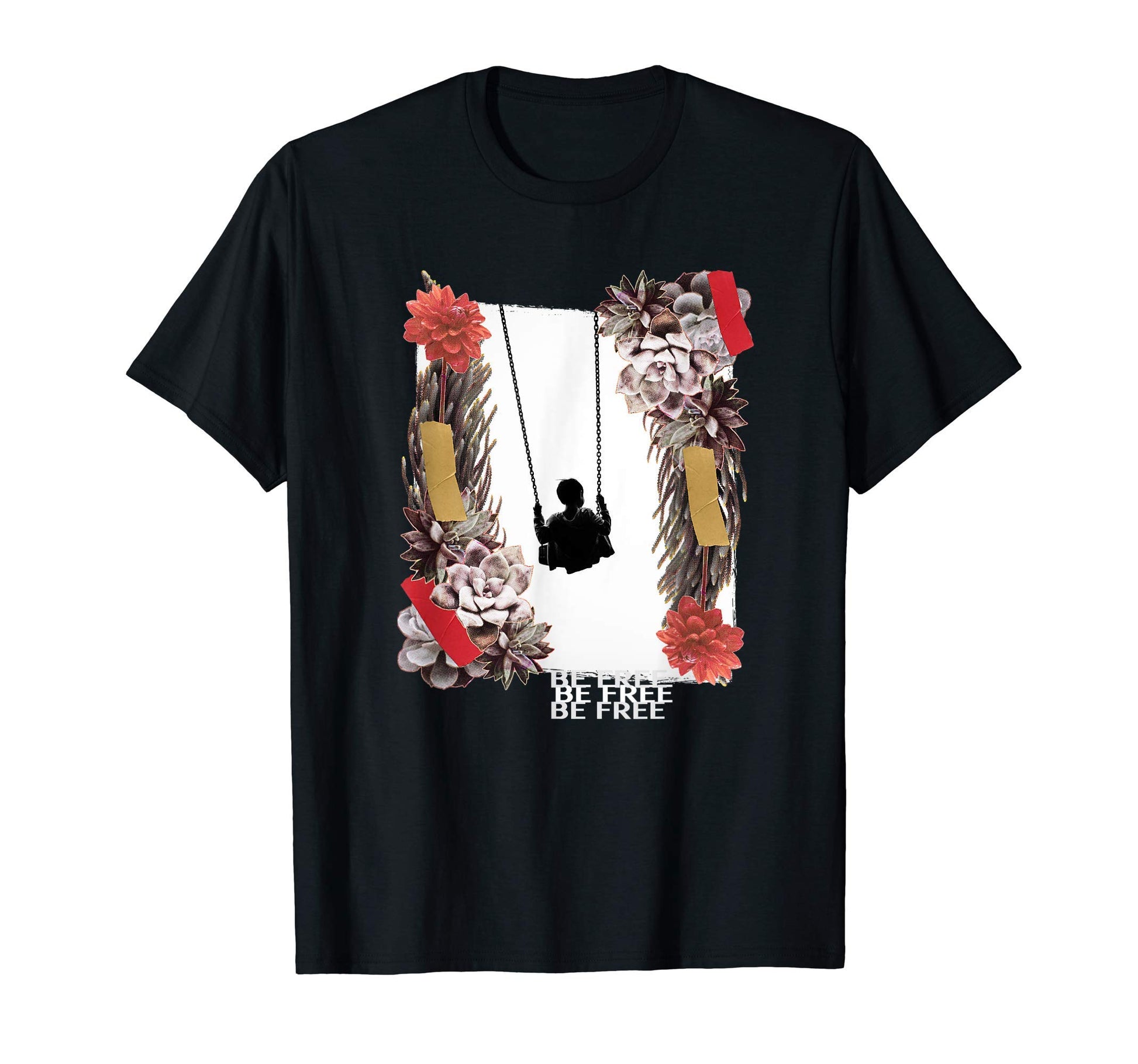 Be Free Grunge 90S Photo Collage Artistic T-Shirt - Unique Graphic Unisex - T-Shirt, Sweatshirt, Hoodie