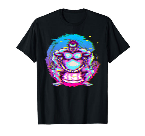 Sumo Wrestler Glitch Vaporwave Aesthetic T-Shirt - Custom Art Print Unisex - T-Shirt, Sweatshirt, Hoodie