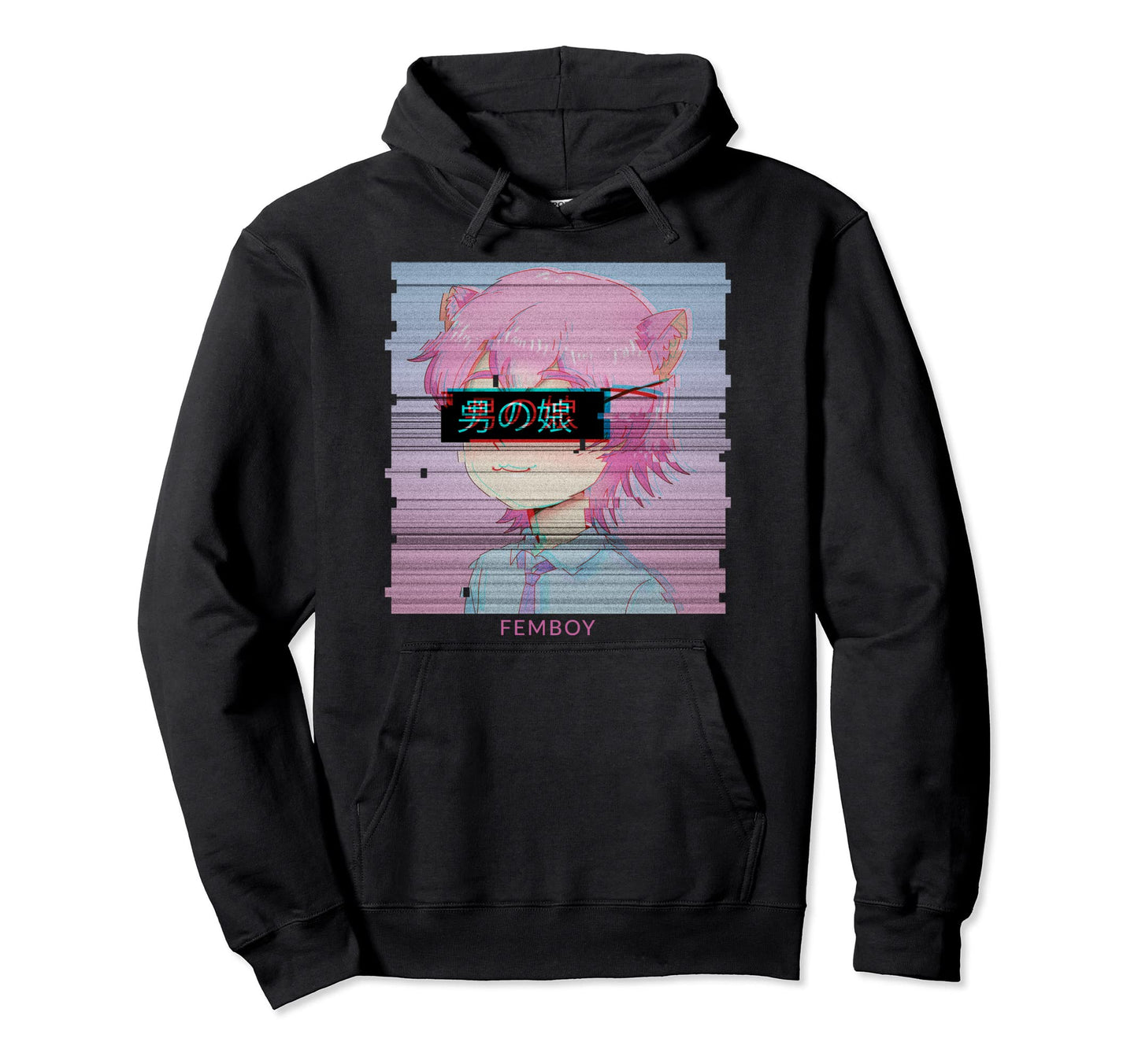 Femboy Anime Neko Cat Aesthetic Vaporwave Hoodie - Unique Graphic Unisex - T-Shirt, Sweatshirt, Hoodie