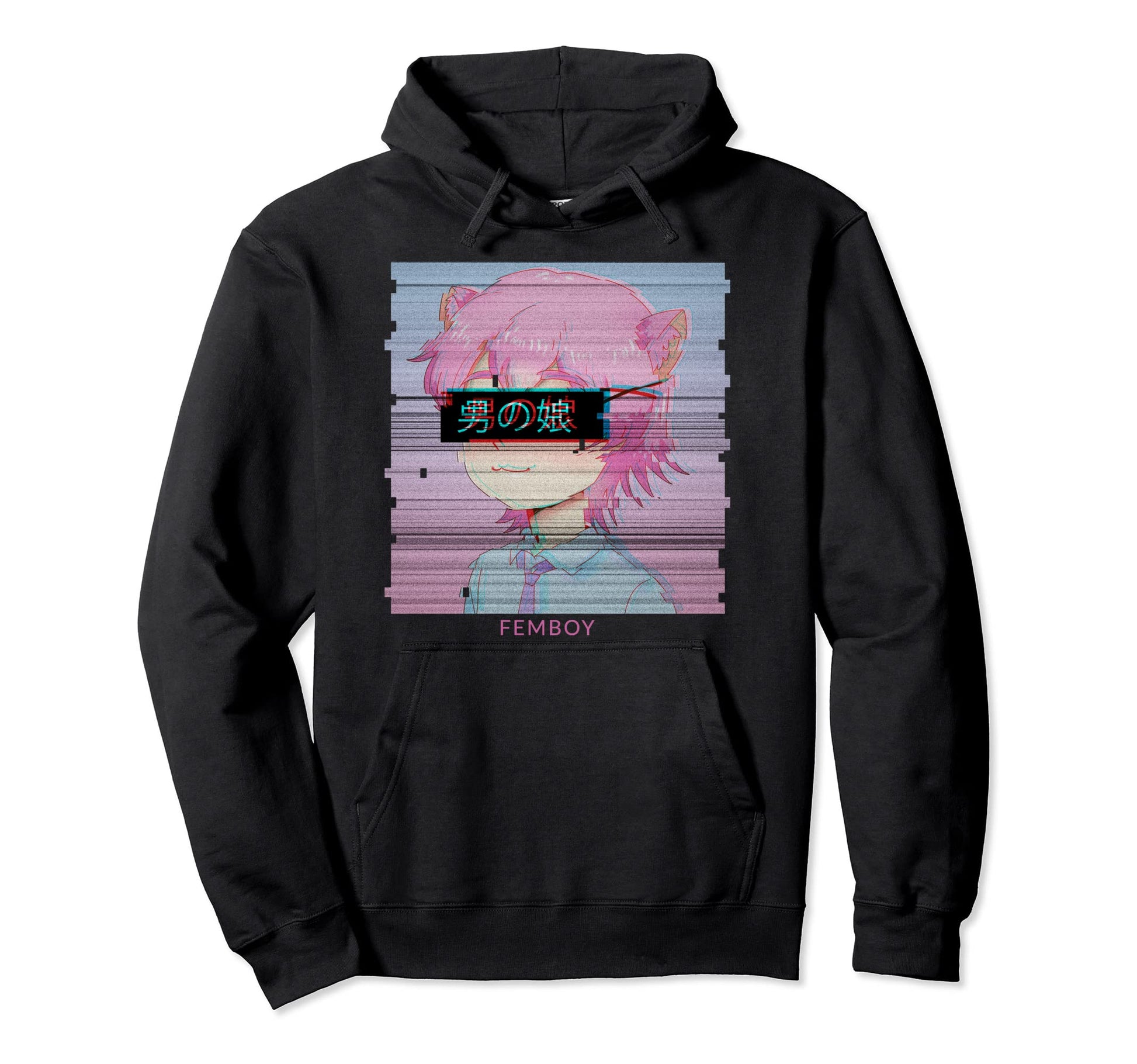 Femboy Anime Neko Cat Aesthetic Vaporwave Hoodie - Unique Graphic Unisex - T-Shirt, Sweatshirt, Hoodie