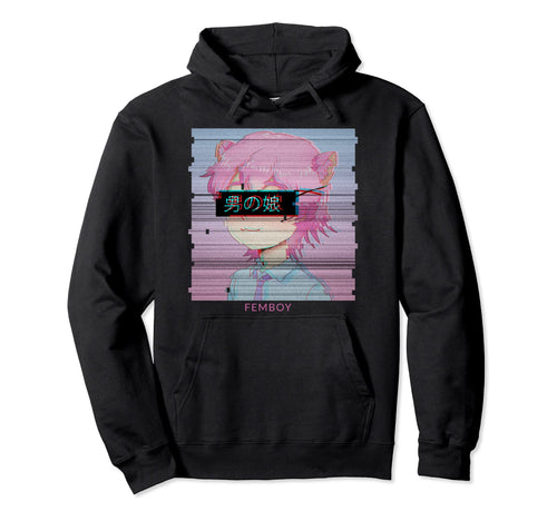 Femboy Anime Neko Cat Aesthetic Vaporwave Hoodie - Unique Graphic Unisex - T-Shirt, Sweatshirt, Hoodie