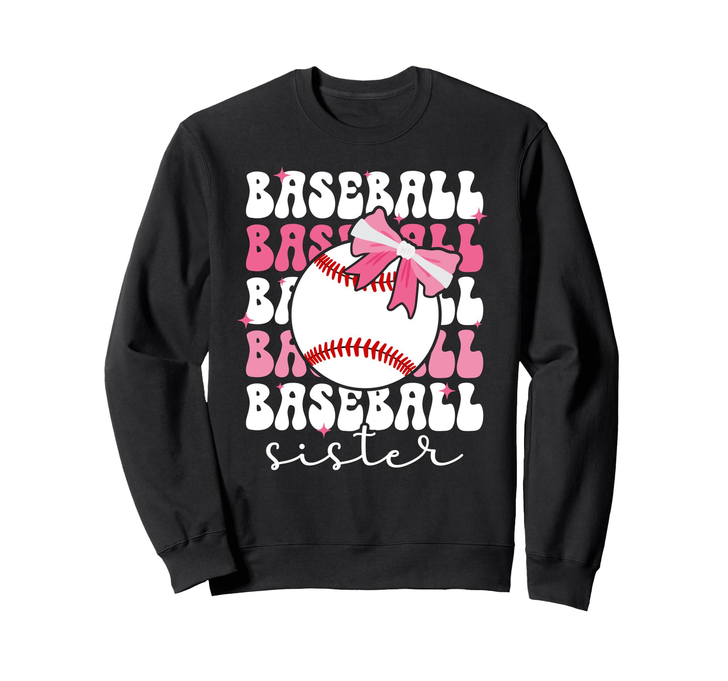 Baseball Sister Bow Baseball Sweatshirt - Aesthetic Graphic for Adults - T-Shirt, Sweatshirt, Hoodie