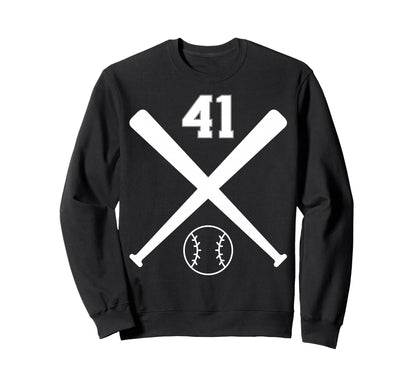 Baseball Softball Number 41 Sweatshirt - Unique Graphic Unisex - T-Shirt, Sweatshirt, Hoodie