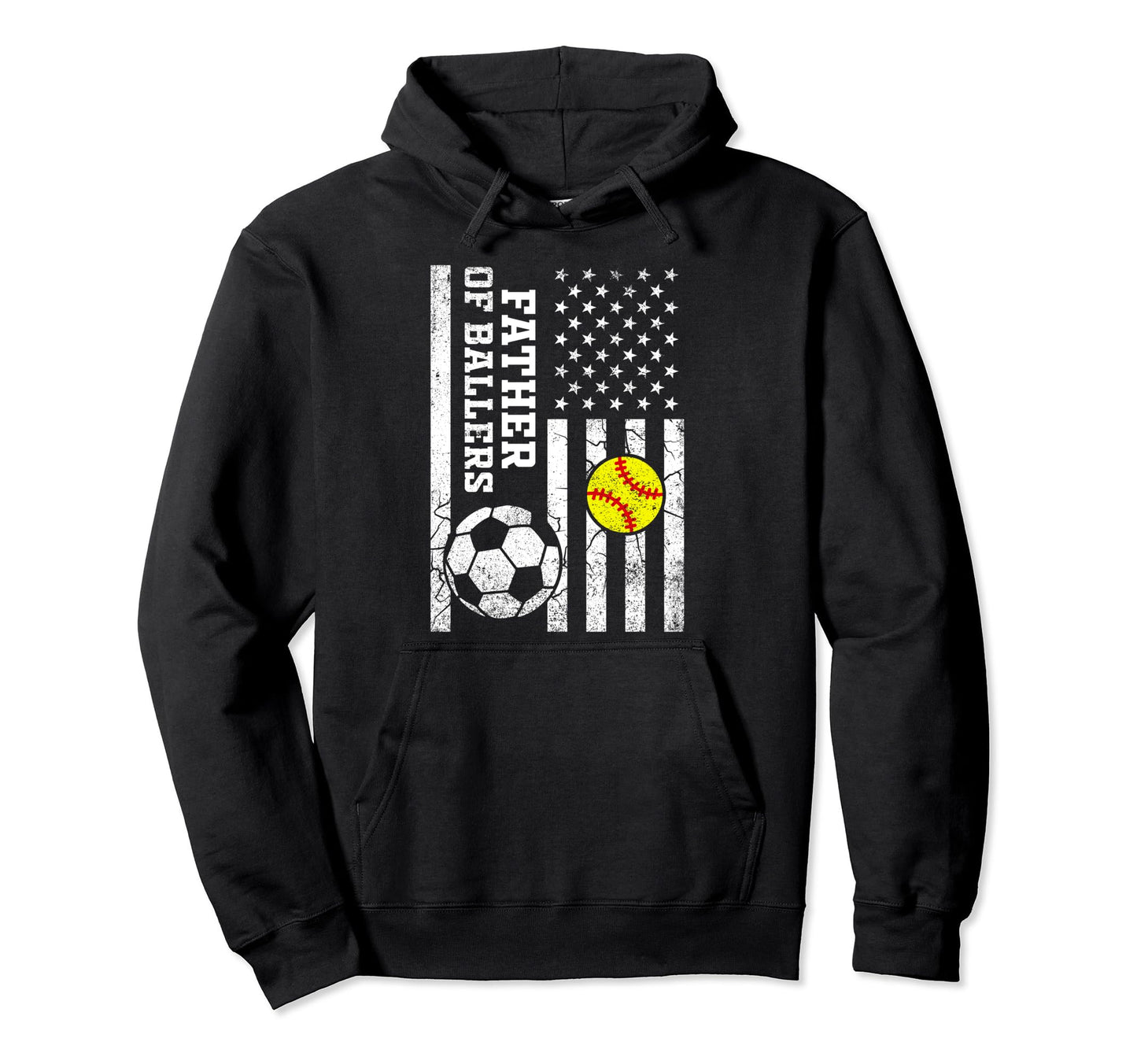 Father Ballers Baseball Soccer Hoodie - Fun Novelty Design for Adults - T-Shirt, Sweatshirt, Hoodie