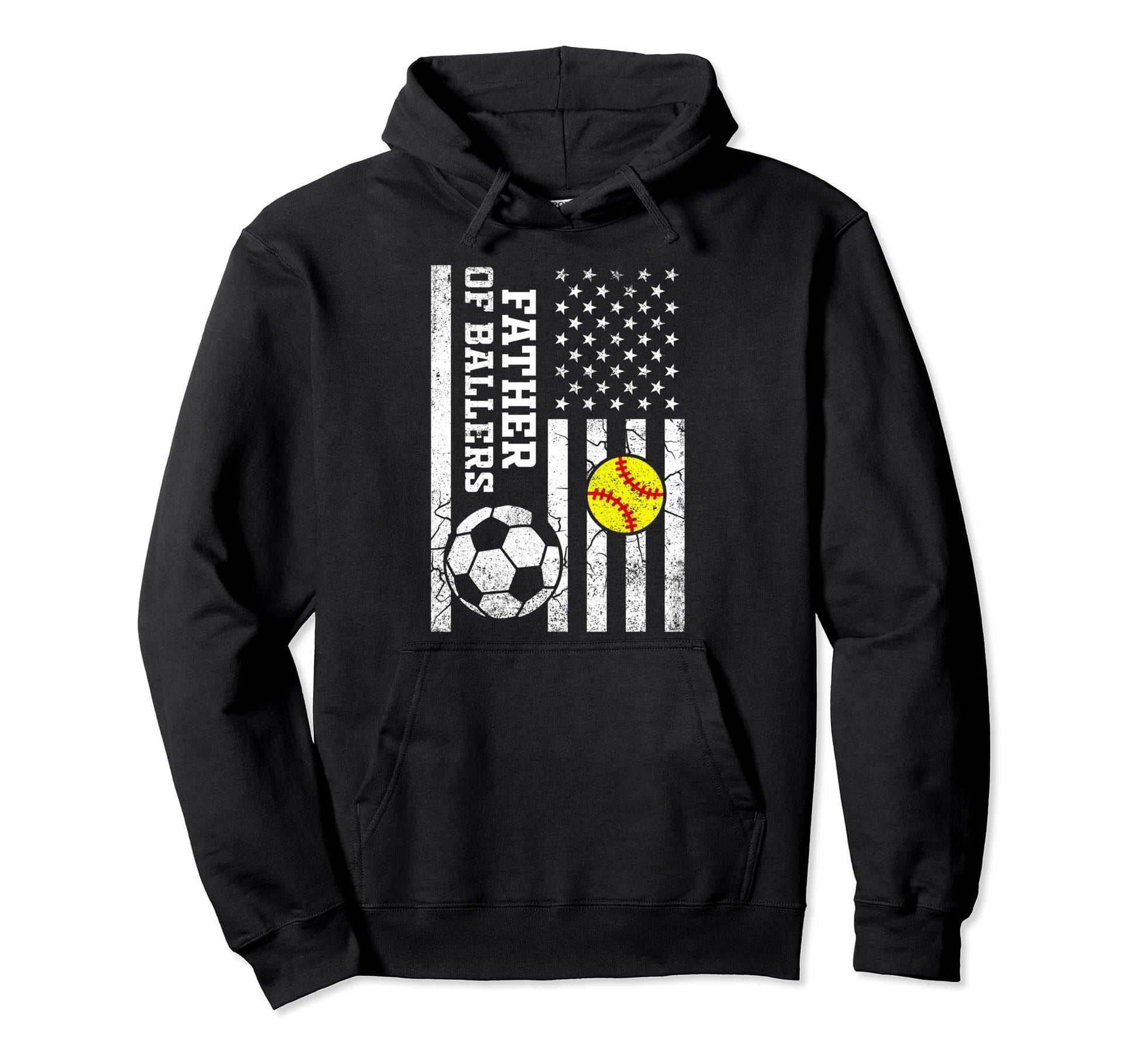 Father Ballers Baseball Soccer Hoodie - Fun Novelty Design for Adults - T-Shirt, Sweatshirt, Hoodie