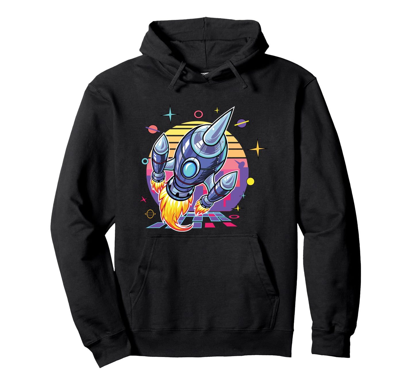 Synthwave Spaceship Rocket Vaporwave Hoodie - Streetwear Style Men Women - T-Shirt, Sweatshirt, Hoodie