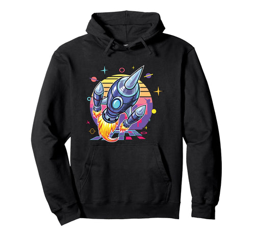 Synthwave Spaceship Rocket Vaporwave Hoodie - Streetwear Style Men Women - T-Shirt, Sweatshirt, Hoodie