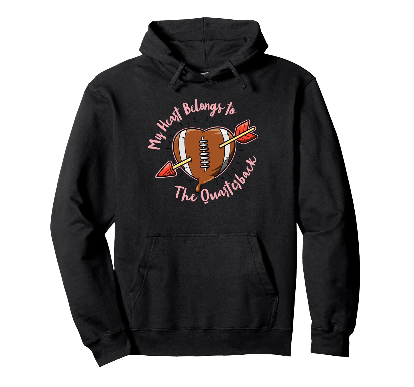 Football My Heart Belongs To Quarterback Hoodie - Trendy Graphic Men Women - T-Shirt, Sweatshirt, Hoodie