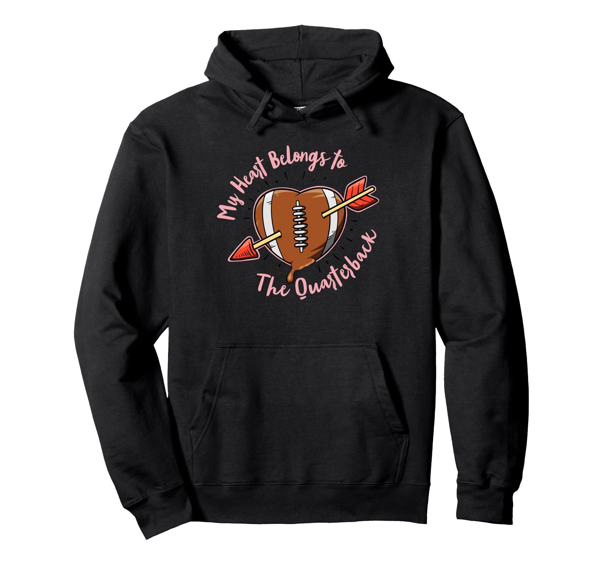 Football My Heart Belongs To Quarterback Hoodie - Trendy Graphic Men Women - T-Shirt, Sweatshirt, Hoodie