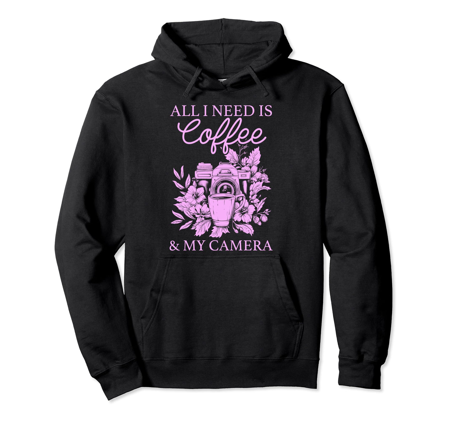 Photographer Coffee Camera Flowers Hoodie - Trendy Graphic for Adults - T-Shirt, Sweatshirt, Hoodie