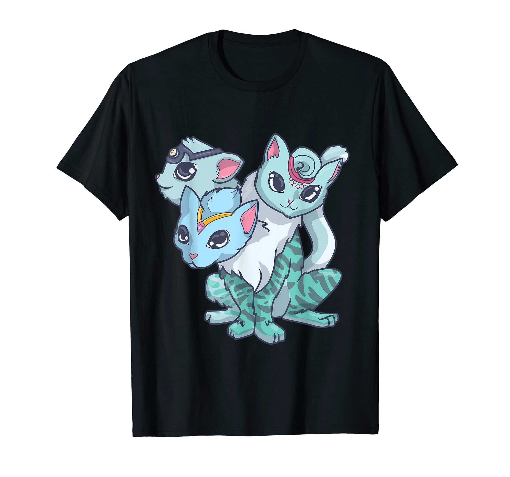 Kawaii Pastel Goth Creepy 3 Headed Cat T-Shirt - Novelty Apparel Men Women - T-Shirt, Sweatshirt, Hoodie
