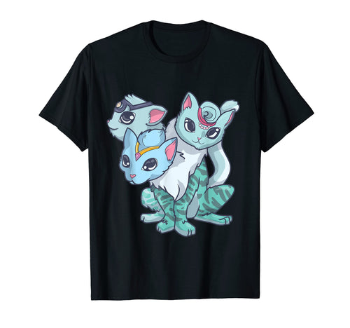 Kawaii Pastel Goth Creepy 3 Headed Cat T-Shirt - Novelty Apparel Men Women - T-Shirt, Sweatshirt, Hoodie