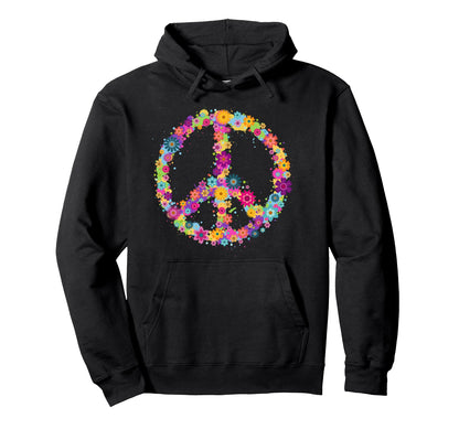 Peace Love Hippie Costume Tie Die 60S Hoodie - Trendy Graphic for Adults - T-Shirt, Sweatshirt, Hoodie
