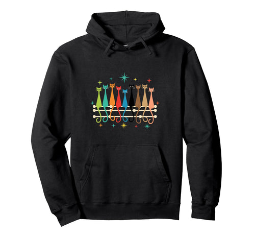 Cat Musical Rainbow Cats Mid Century Hoodie - Minimalist Print for Adults - T-Shirt, Sweatshirt, Hoodie