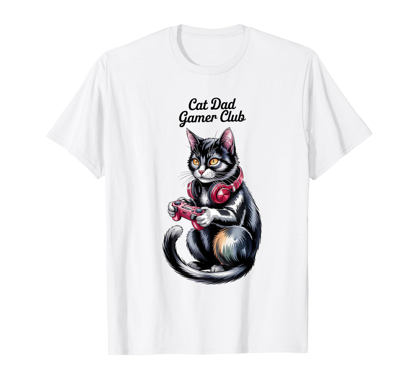 Cat Dad Gamer Club Fathers Day T-Shirt - Custom Art Print Unisex - T-Shirt, Sweatshirt, Hoodie