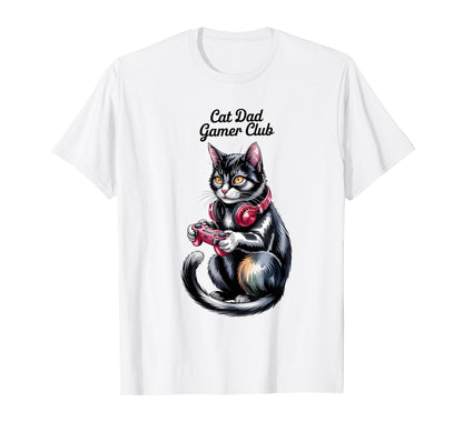 Cat Dad Gamer Club Fathers Day T-Shirt - Custom Art Print Unisex - T-Shirt, Sweatshirt, Hoodie