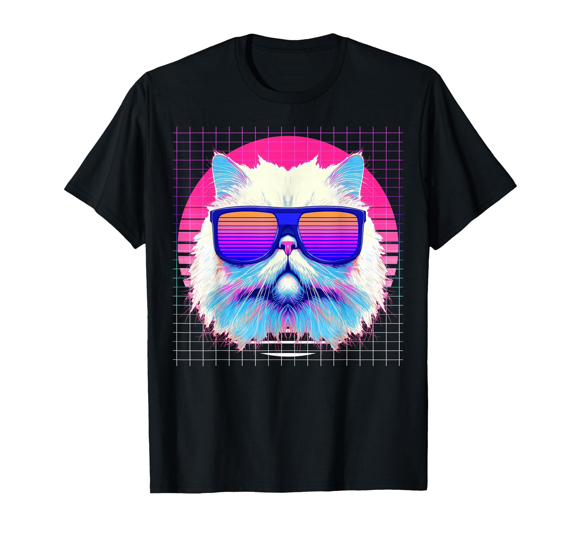 Persian Cat Sunglasses Vaporwave T-Shirt - Custom Art Print Men Women - T-Shirt, Sweatshirt, Hoodie