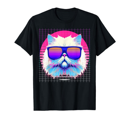 Persian Cat Sunglasses Vaporwave T-Shirt - Custom Art Print Men Women - T-Shirt, Sweatshirt, Hoodie