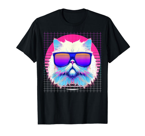 Persian Cat Sunglasses Vaporwave T-Shirt - Custom Art Print Men Women - T-Shirt, Sweatshirt, Hoodie