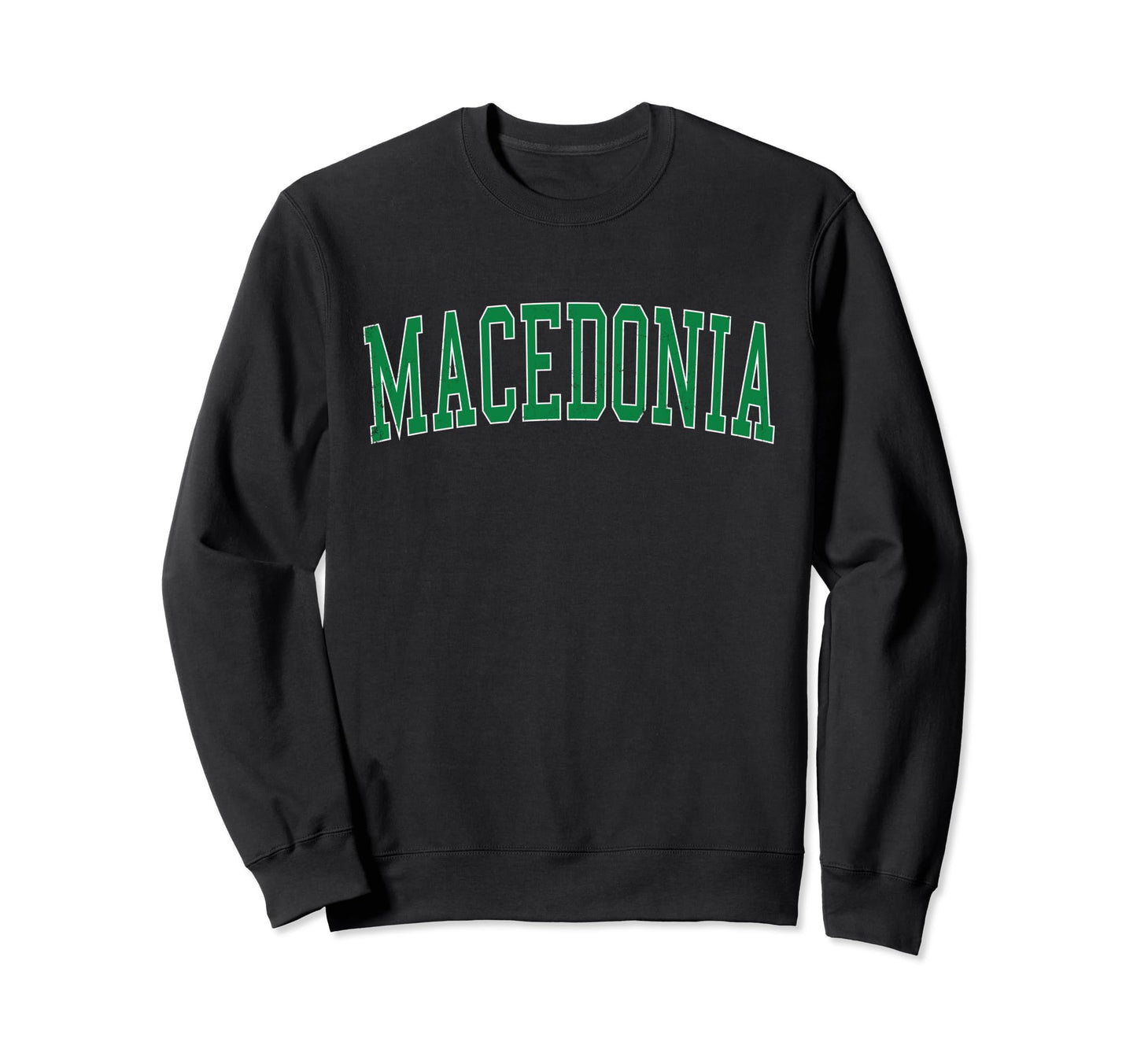 Macedonia Oh Distressed Green Varsity Sweatshirt - Minimalist Print Unisex - T-Shirt, Sweatshirt, Hoodie