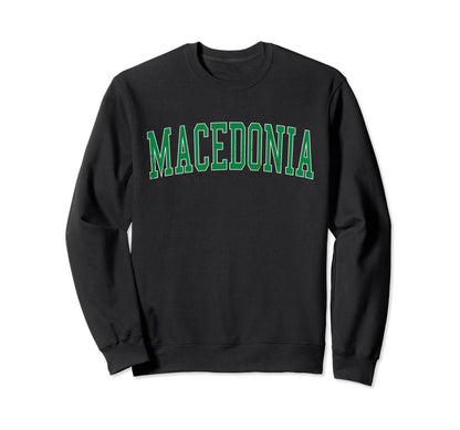 Macedonia Oh Distressed Green Varsity Sweatshirt - Minimalist Print Unisex - T-Shirt, Sweatshirt, Hoodie