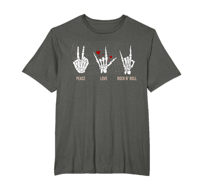 Peace Love Rock N Roll Guitar Hippie T-Shirt - Trendy Graphic Men Women - T-Shirt, Sweatshirt, Hoodie
