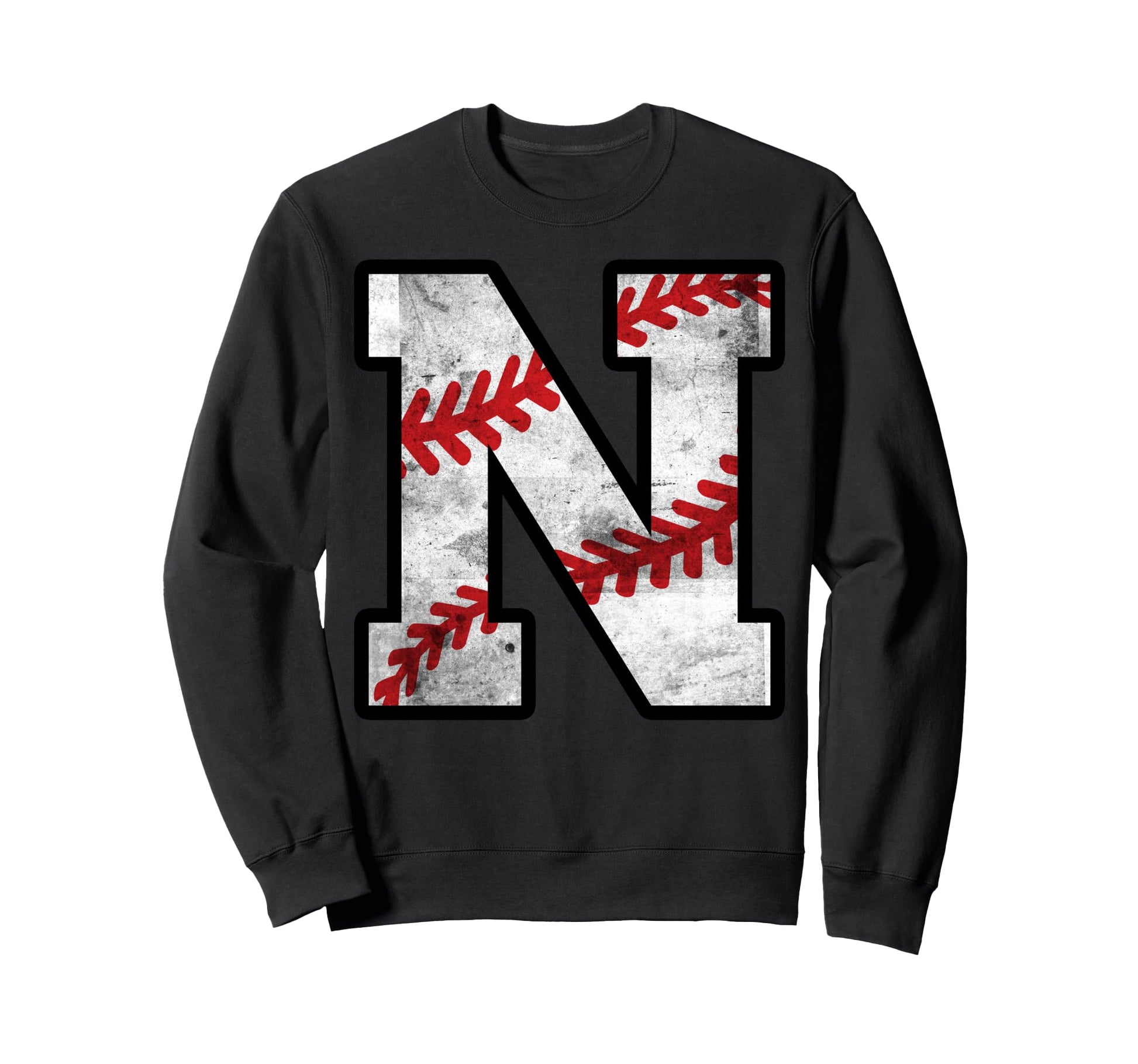 Distressed Baseball Letter N Sweatshirt - Novelty Apparel Men Women - T-Shirt, Sweatshirt, Hoodie