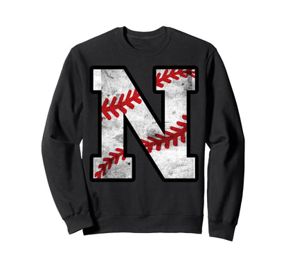 Distressed Baseball Letter N Sweatshirt - Novelty Apparel Men Women - T-Shirt, Sweatshirt, Hoodie