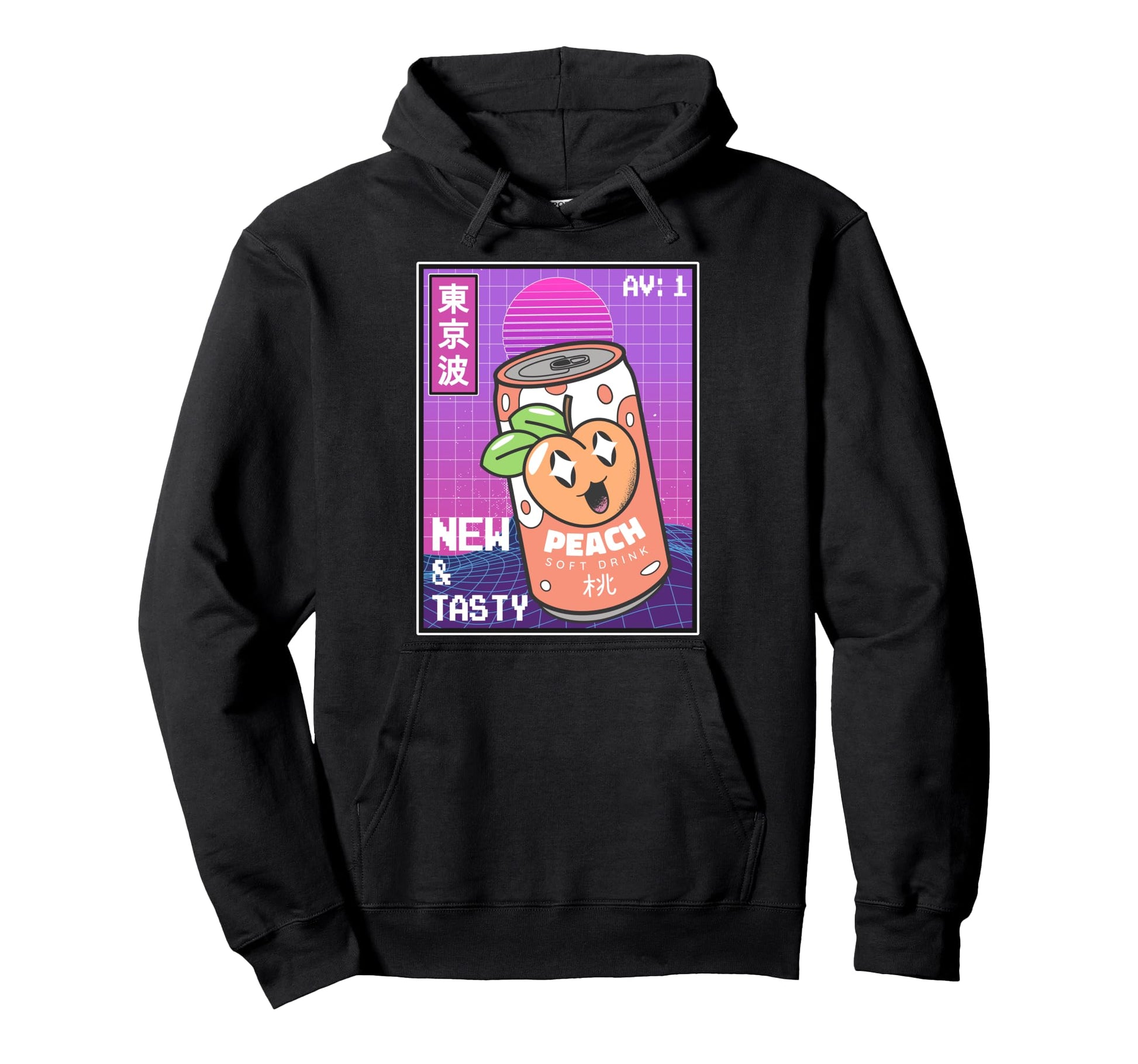 Peach Soda Can Digital Landscape Grid Hoodie - Aesthetic Graphic Men Women - T-Shirt, Sweatshirt, Hoodie