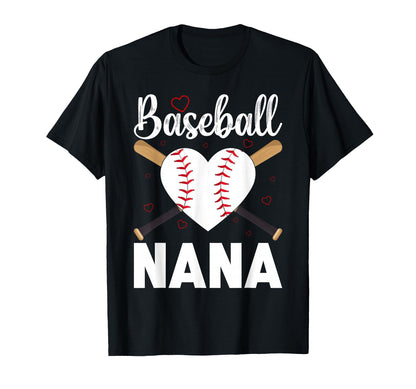 Baseball Heart Nana Baseball T-Shirt - Trendy Graphic Men Women - T-Shirt, Sweatshirt, Hoodie