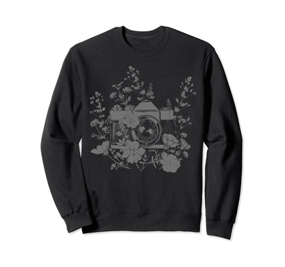 Photographer Camera Flowers Sweatshirt - Unique Graphic Men Women - T-Shirt, Sweatshirt, Hoodie