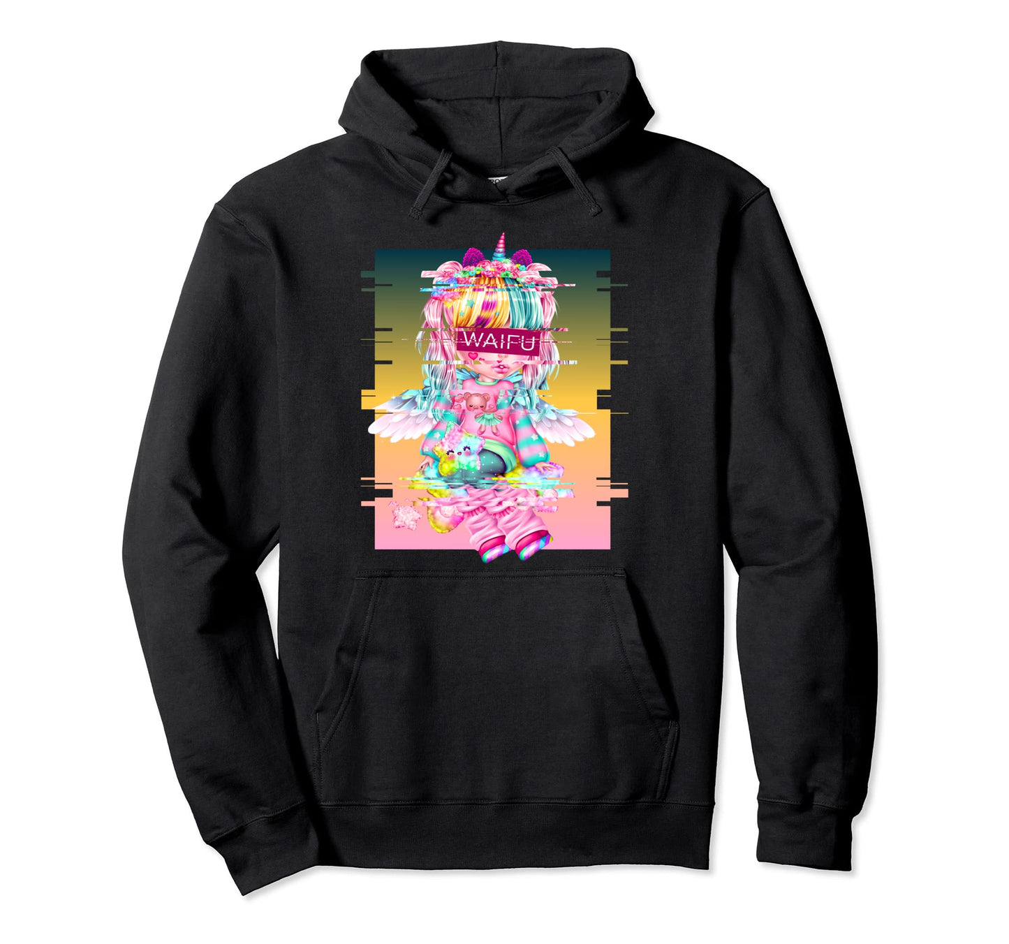 Waifu Anime Unicorn Japanese Aesthetic Hoodie - Unique Graphic Men Women - T-Shirt, Sweatshirt, Hoodie