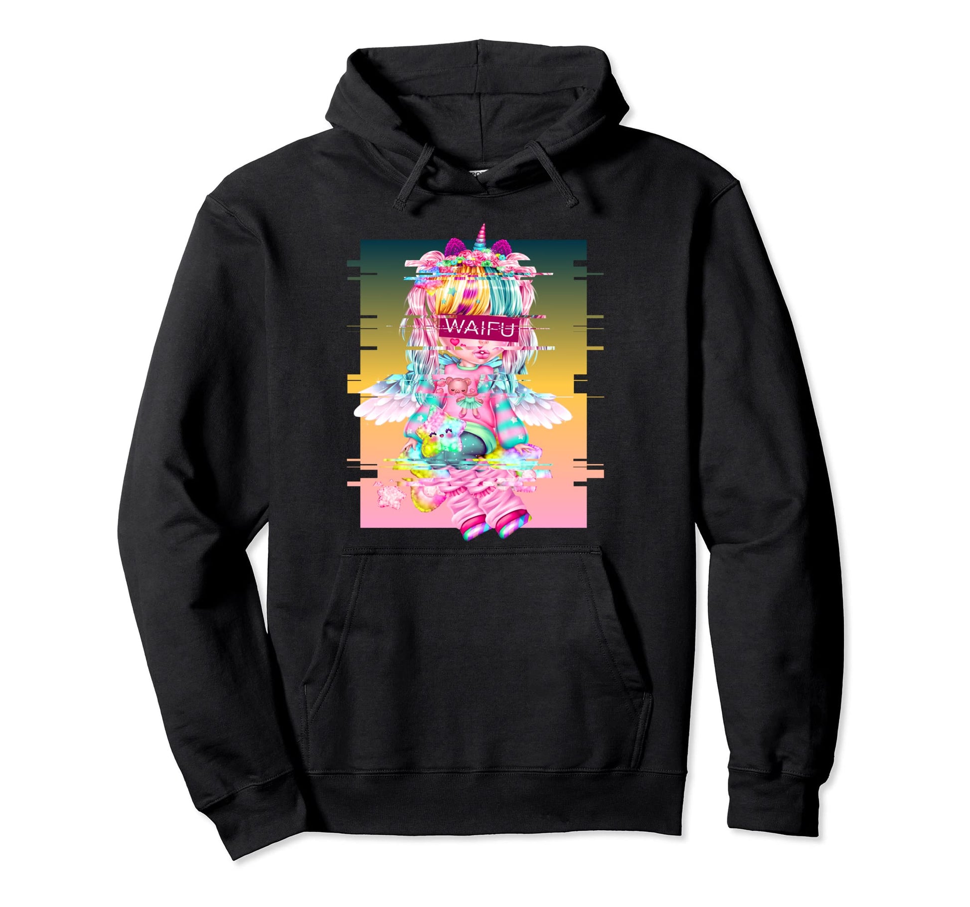 Waifu Anime Unicorn Japanese Aesthetic Hoodie - Unique Graphic Men Women - T-Shirt, Sweatshirt, Hoodie