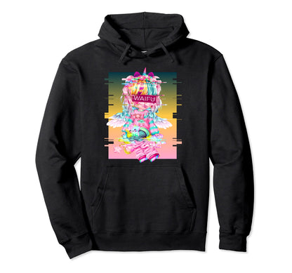 Waifu Anime Unicorn Japanese Aesthetic Hoodie - Unique Graphic Men Women - T-Shirt, Sweatshirt, Hoodie