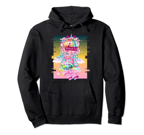 Waifu Anime Unicorn Japanese Aesthetic Hoodie - Unique Graphic Men Women - T-Shirt, Sweatshirt, Hoodie