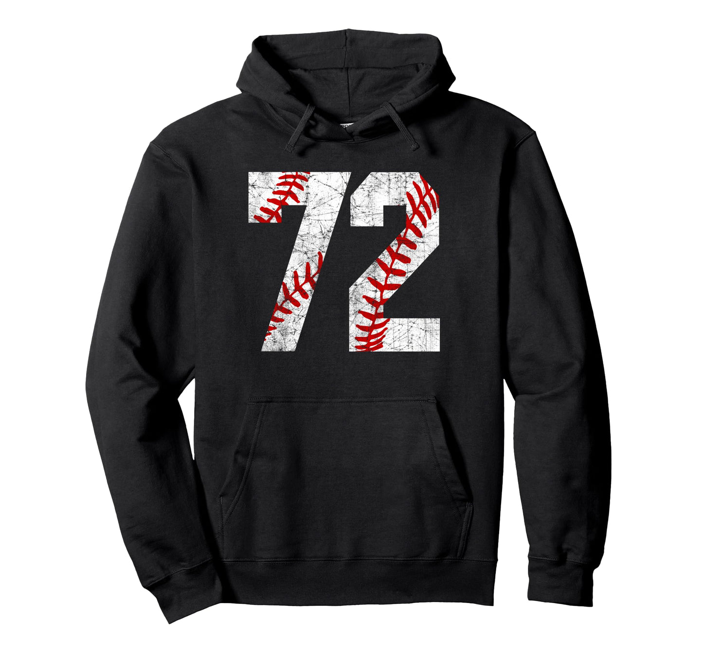 Distressed Baseball Number 72 Hoodie - Casual Everyday Wear Men Women - T-Shirt, Sweatshirt, Hoodie
