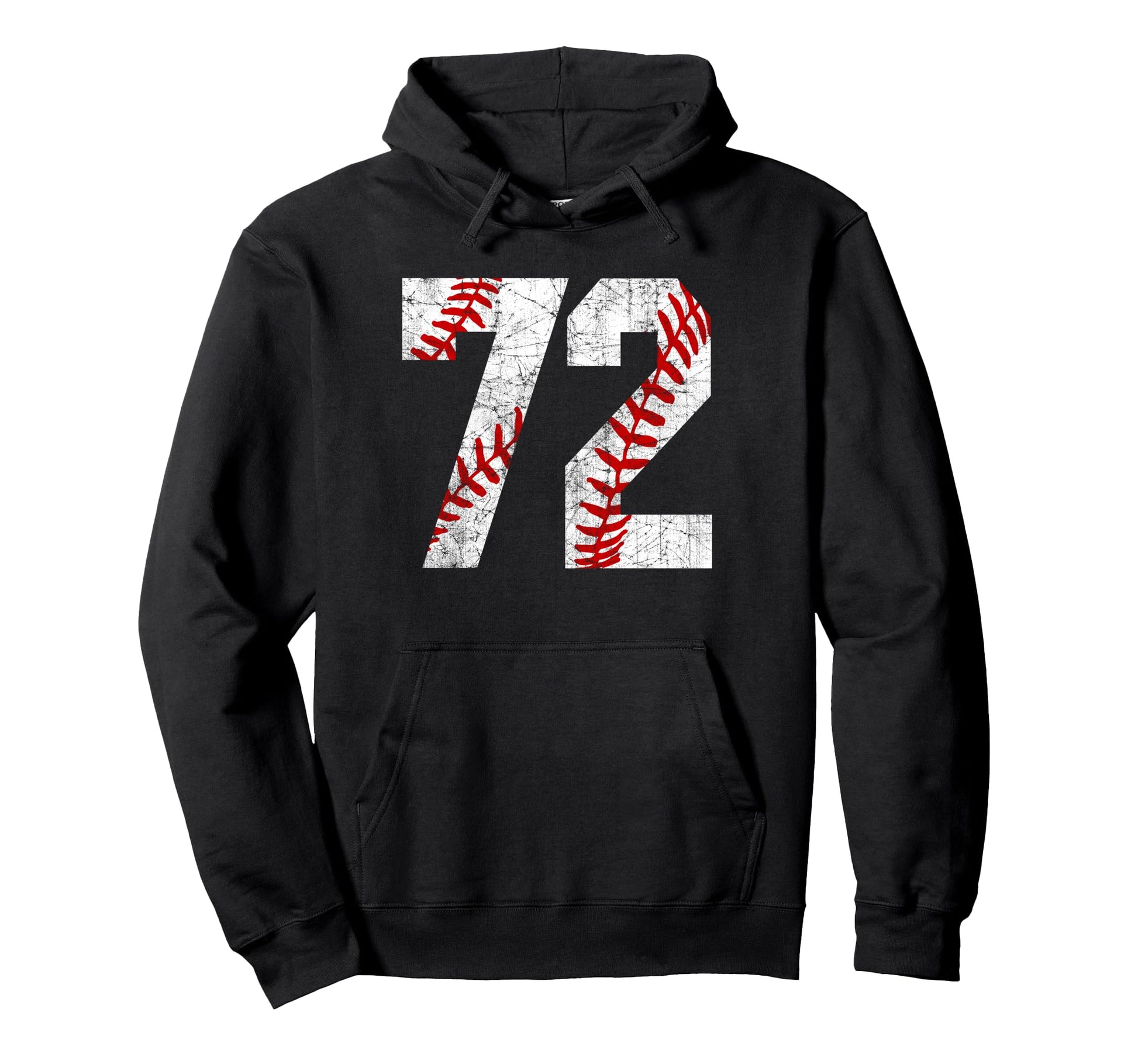 Distressed Baseball Number 72 Hoodie - Casual Everyday Wear Men Women - T-Shirt, Sweatshirt, Hoodie