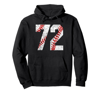 Distressed Baseball Number 72 Hoodie - Casual Everyday Wear Men Women - T-Shirt, Sweatshirt, Hoodie