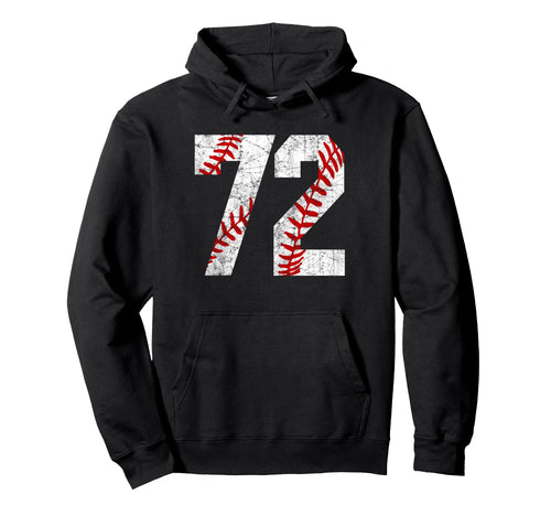 Distressed Baseball Number 72 Hoodie - Casual Everyday Wear Men Women - T-Shirt, Sweatshirt, Hoodie