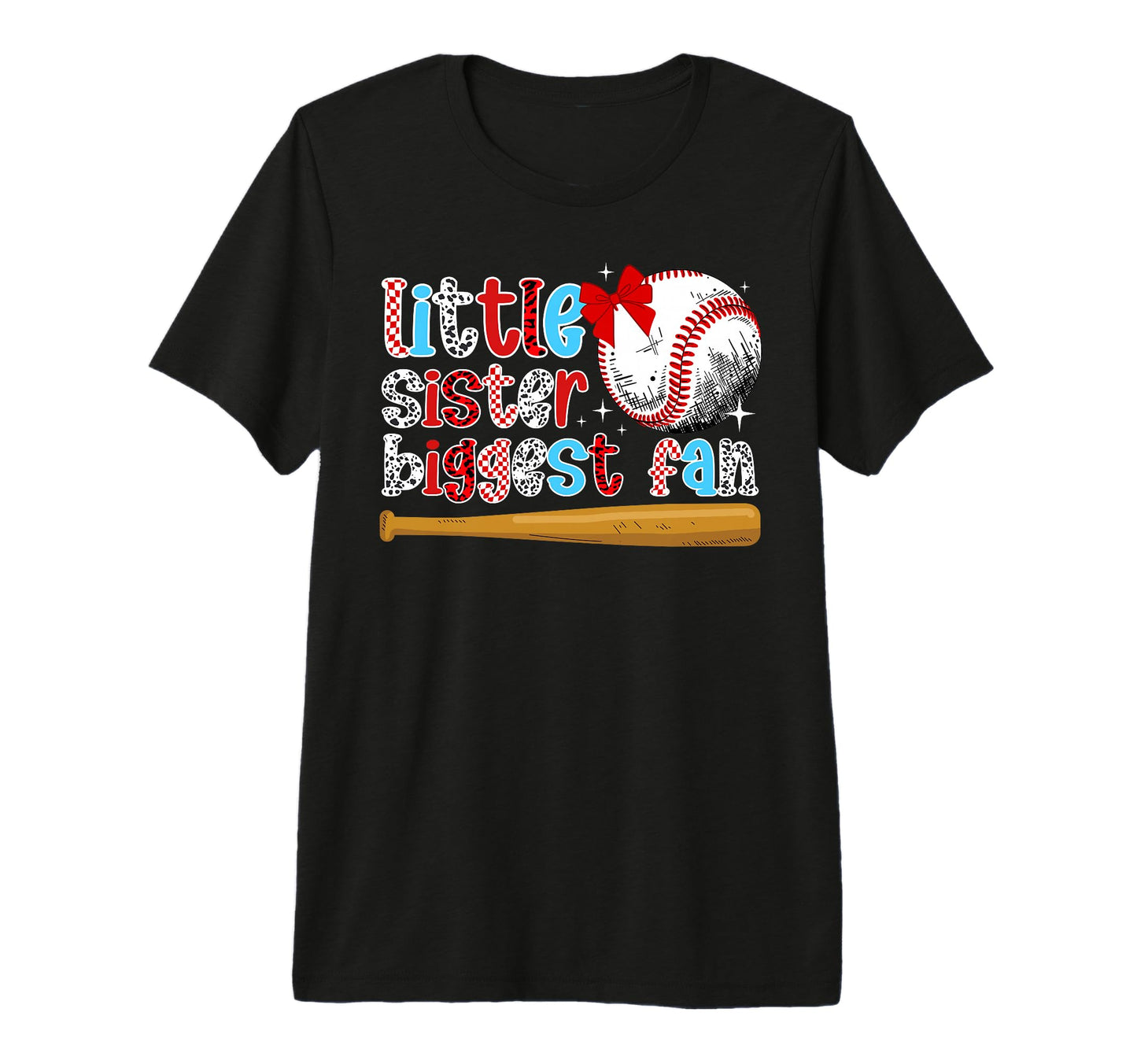 Little Sister Baseball Sister T-Shirt - Minimalist Print for Adults - T-Shirt, Sweatshirt, Hoodie