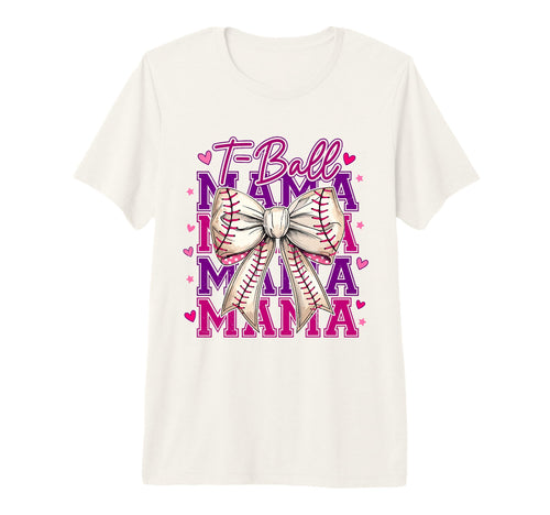 T Ball Mama Baseball Mom Coquette Bow T-Shirt - Streetwear Style Unisex - T-Shirt, Sweatshirt, Hoodie