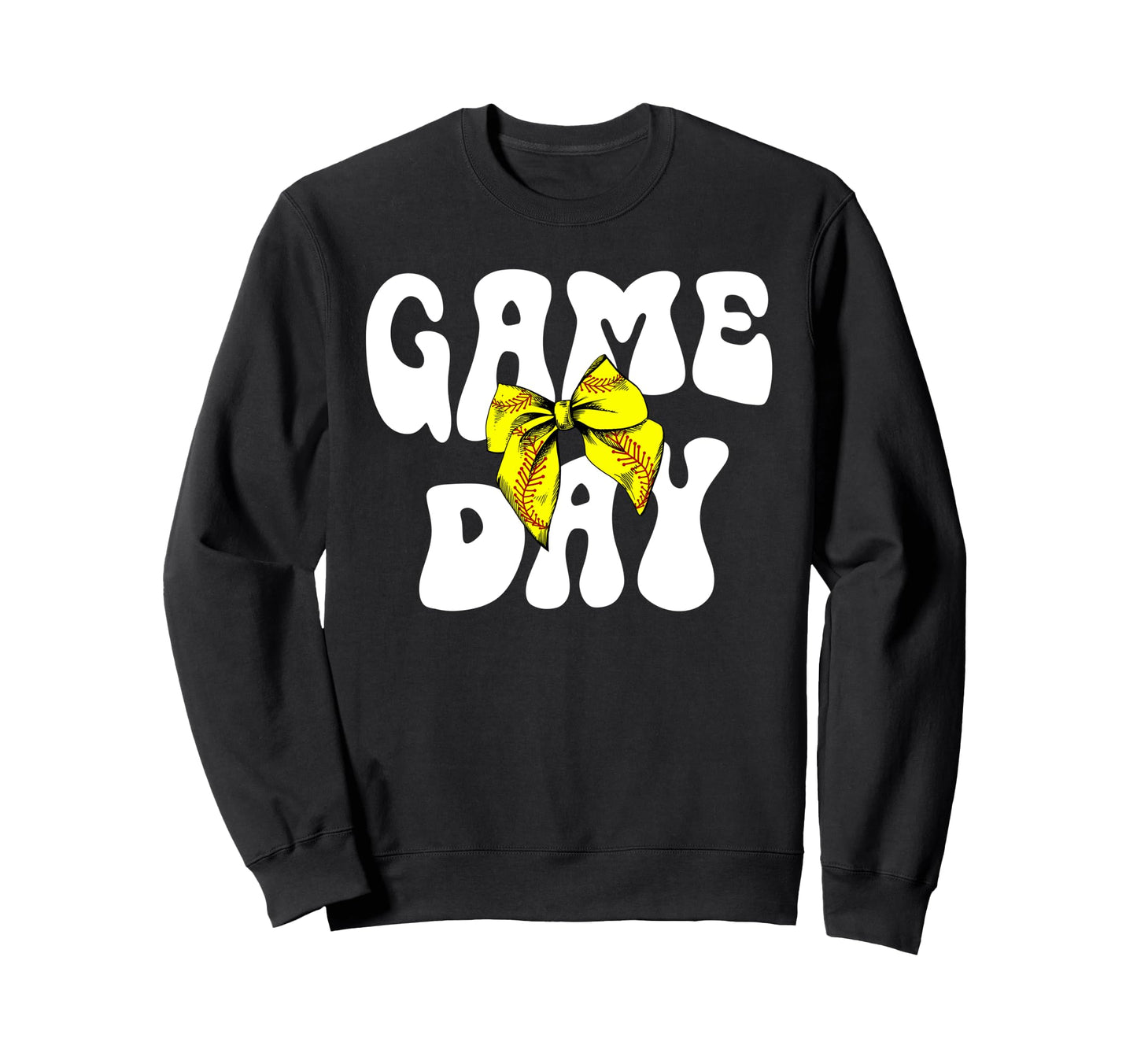 Groovy Softball Game Day Bow Game Day Sweatshirt - Streetwear Style Unisex - T-Shirt, Sweatshirt, Hoodie