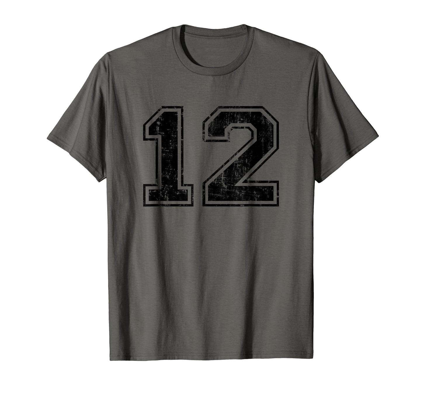 Number 12 Varsity Distressed Sport T-Shirt - Minimalist Print Men Women - T-Shirt, Sweatshirt, Hoodie