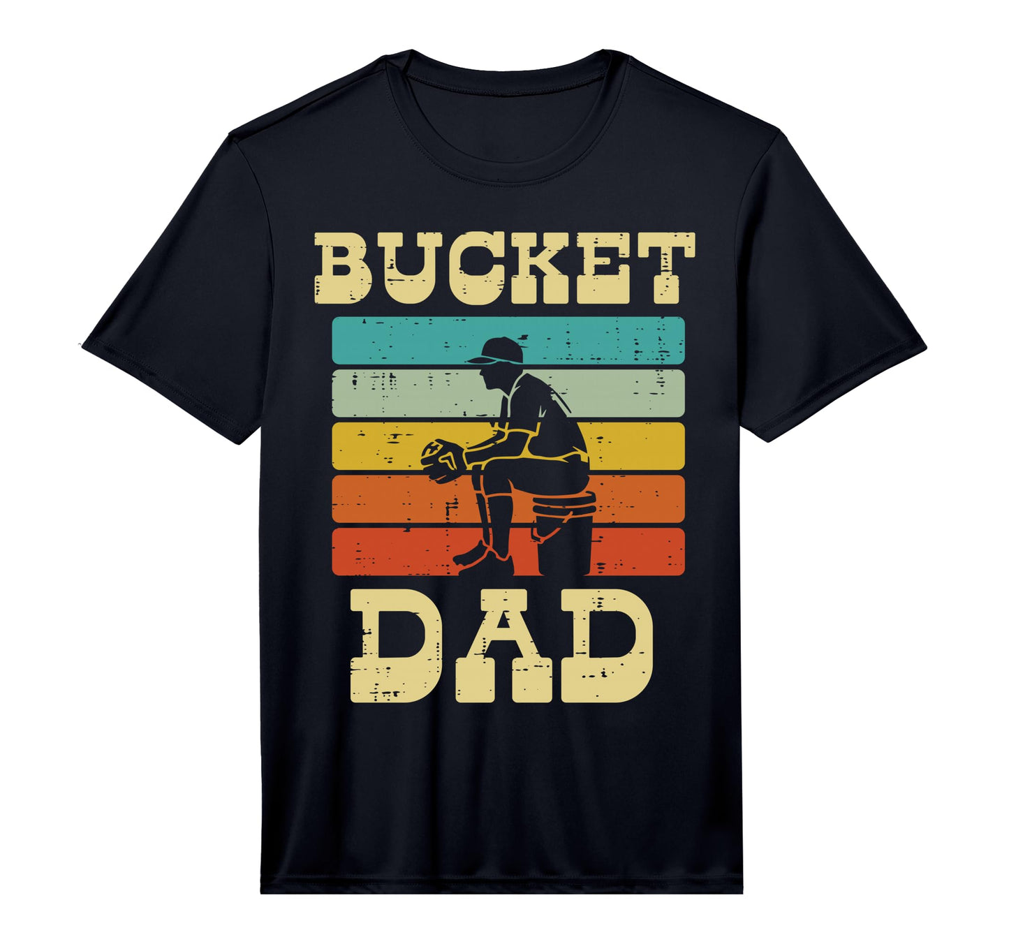 Mens Bucket Dad Softball Baseball T-Shirt - Custom Art Print Men Women - T-Shirt, Sweatshirt, Hoodie