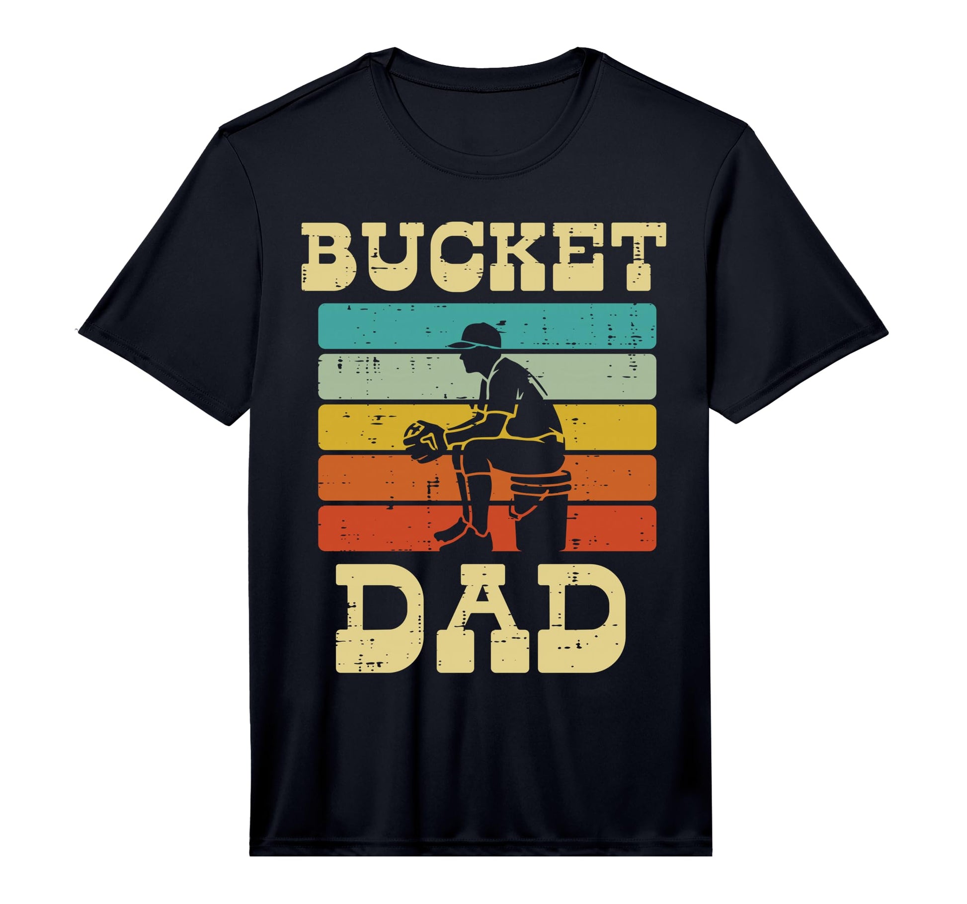 Mens Bucket Dad Softball Baseball T-Shirt - Custom Art Print Men Women - T-Shirt, Sweatshirt, Hoodie