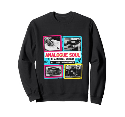 Analog Soul Cassette Vinyl Camera Sweatshirt - Unique Graphic for Adults - T-Shirt, Sweatshirt, Hoodie