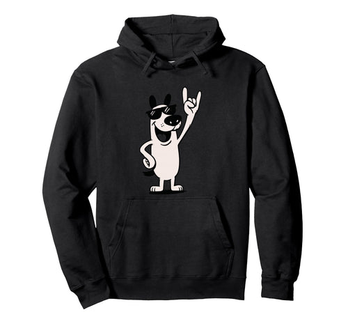 Dog Sunglasses Rock Hand Sign Punk Hoodie - Minimalist Print for Adults - T-Shirt, Sweatshirt, Hoodie