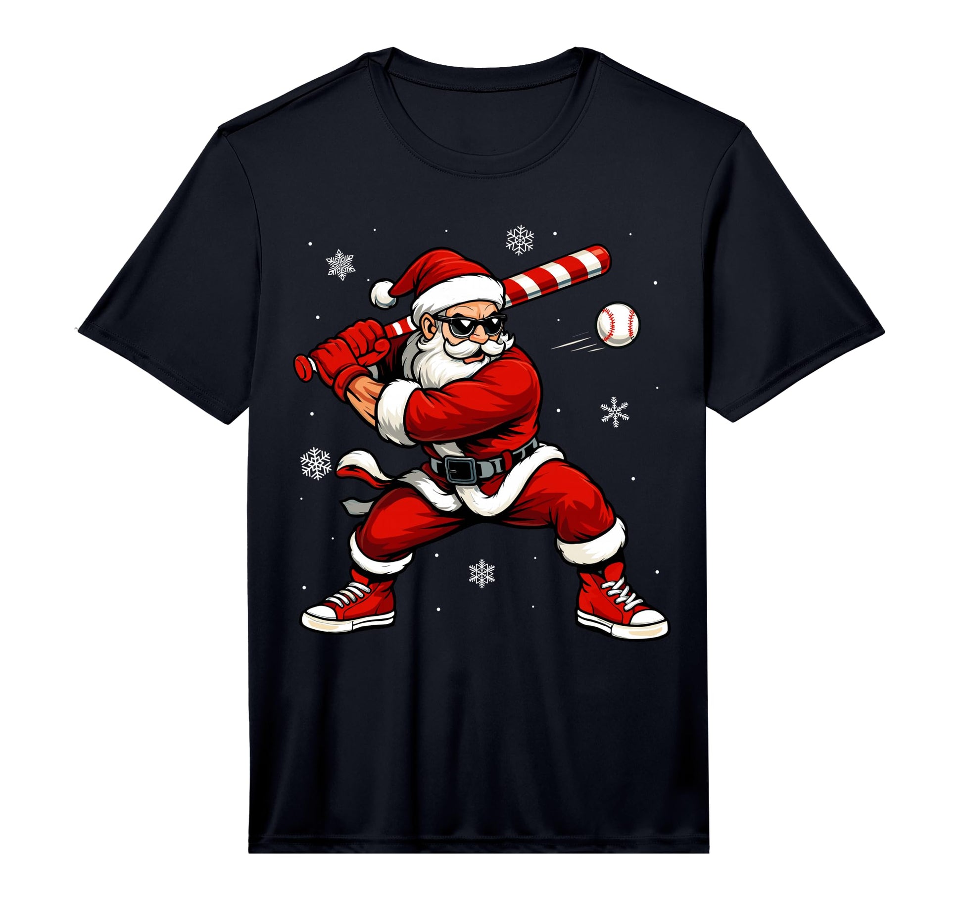 Santa Playing Baseball Funny Baseball T-Shirt - Minimalist Print Unisex - T-Shirt, Sweatshirt, Hoodie