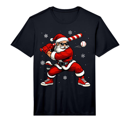 Santa Playing Baseball Funny Baseball T-Shirt - Minimalist Print Unisex - T-Shirt, Sweatshirt, Hoodie
